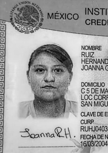 Joanna Guadalupe Ruiz Hernández.